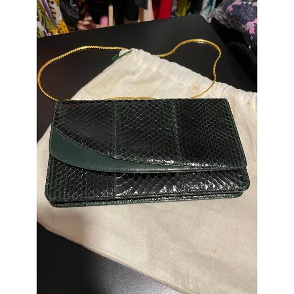 Gucci Vintage Green Python Clutch and Wallet with Dustbag - Picture 2 of 7